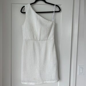 Ever New One-Shoulder White Beaded Mini Dress